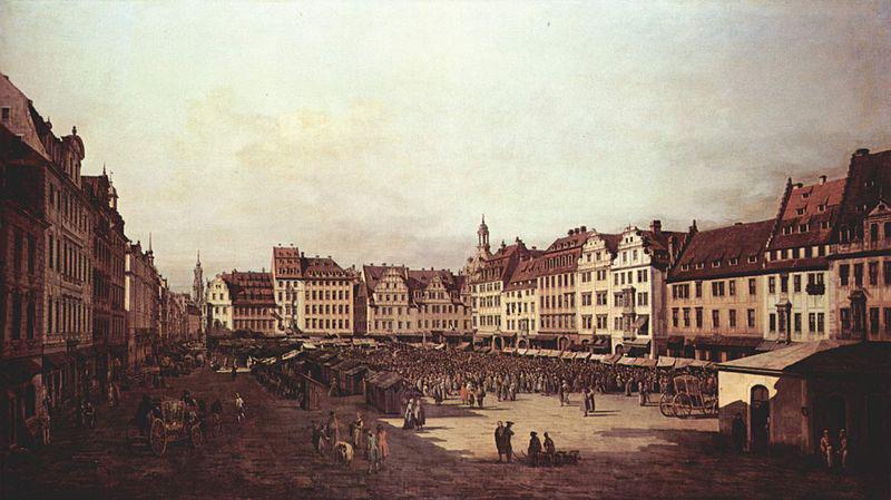 Bernardo Bellotto Ansicht von Dresden, Der Altmarkt von der Seegasse aus oil painting image